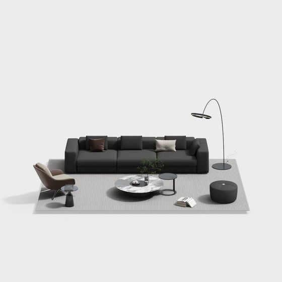 Stylish Urban Living Room 3D model for Creative Spaces