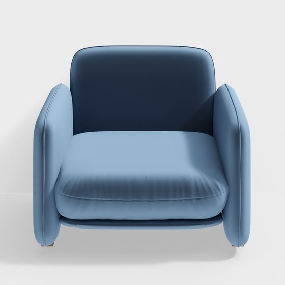 Stylish Low-Polygon Navy Blue Sofa 3D model