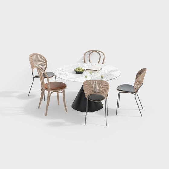 Urban Living Room Dining Table Set 3D model