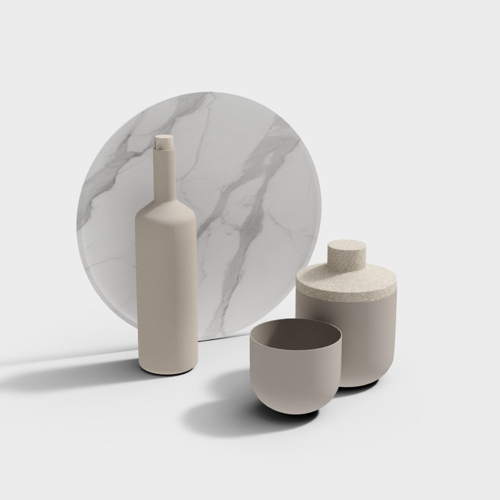 Elegant Low-Poly 3D Model – Marble Textured Set
