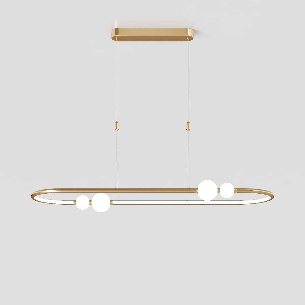 Unique Modern Chandelier 3D Model – Gold Frame Lighting