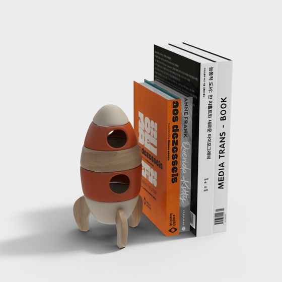 Rocket Bookshelf 3D Model - Modern Design