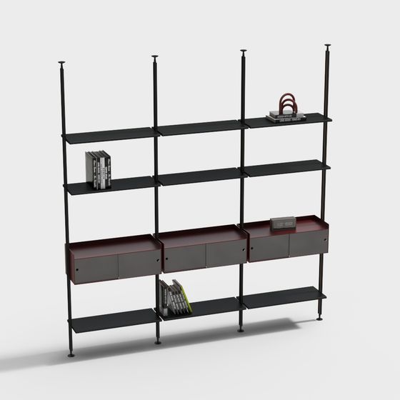 Modern Low-Poly Bookshelf 3D model