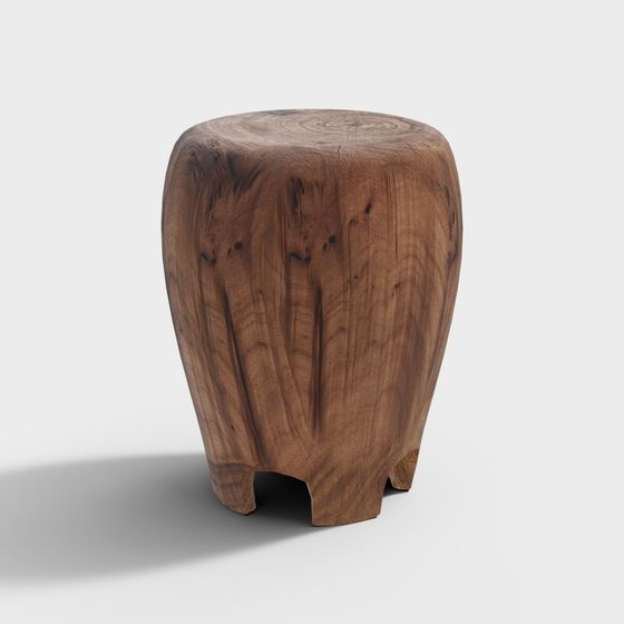 Natural Chair 3D model - Unique Round Stool