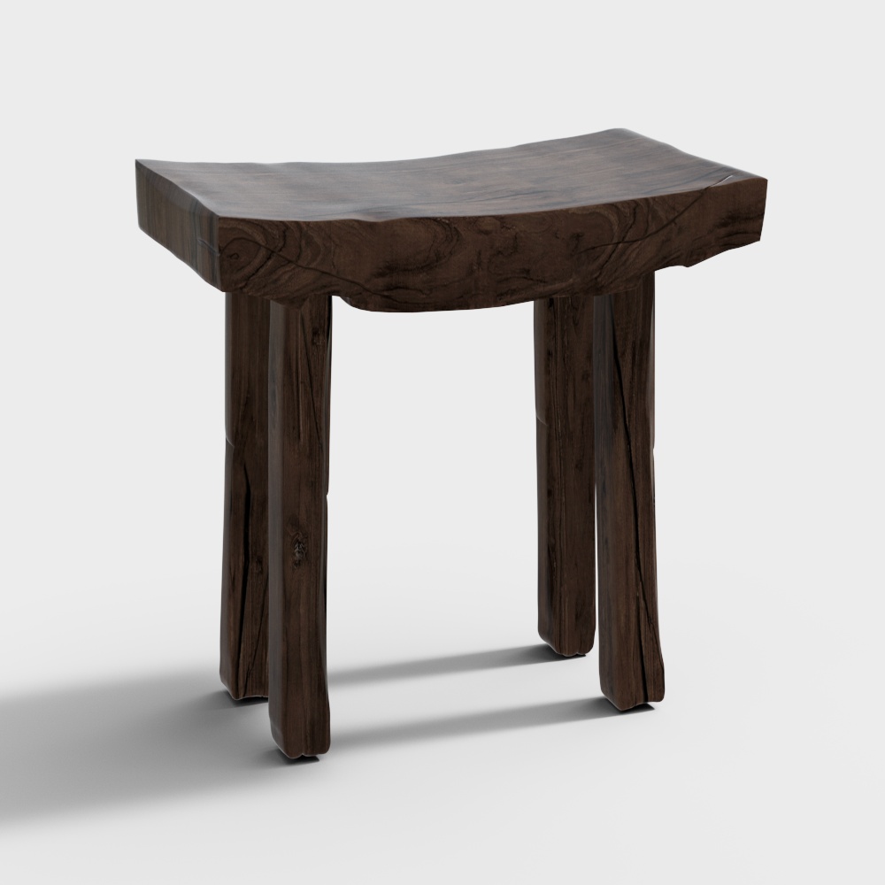 Sgabello minimalista in legno massello rustico