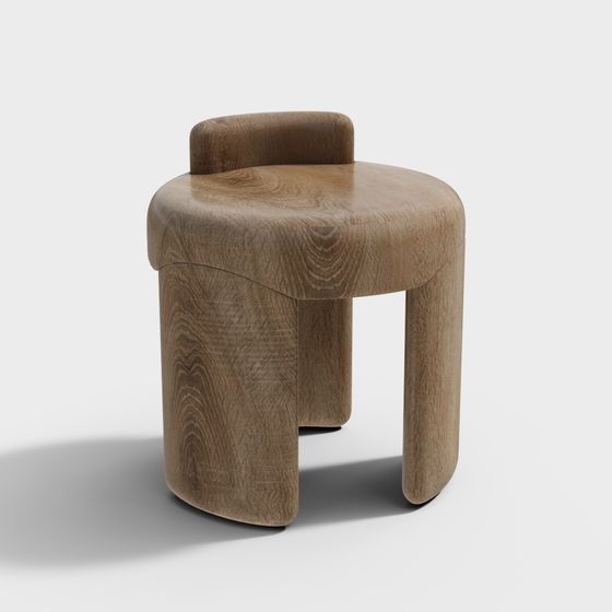 Skandinavischer Hocker aus Massivholz