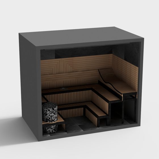 Sauna 3D Model in Modern Yellow