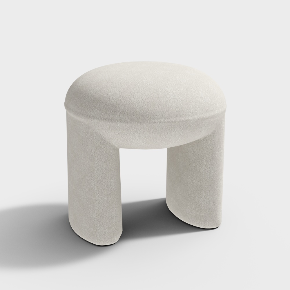 Modern White Fabric Small Stool