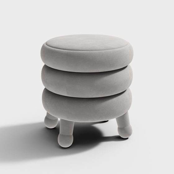 Rounded Low-Polygon Stool 3D model