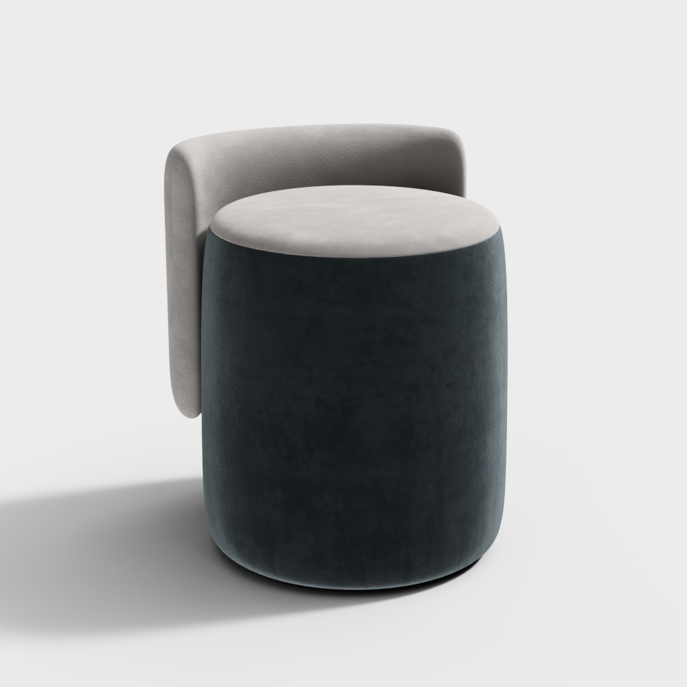 Moderner runder niedriger Stoffhocker