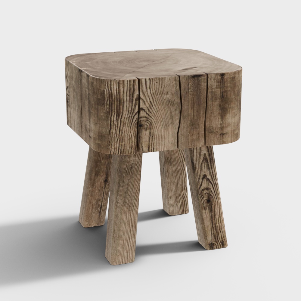 Moderner Massivholz abgerundeter Hocker