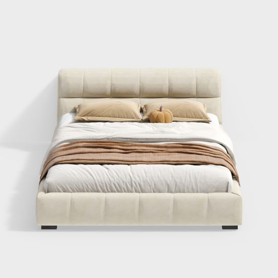 Elegant Low-Poly 3D Bed Model for Modern Interiors