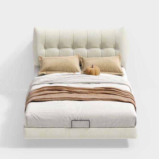 Stylish Low-Polygon Bed 3D model for Contemporary Spaces