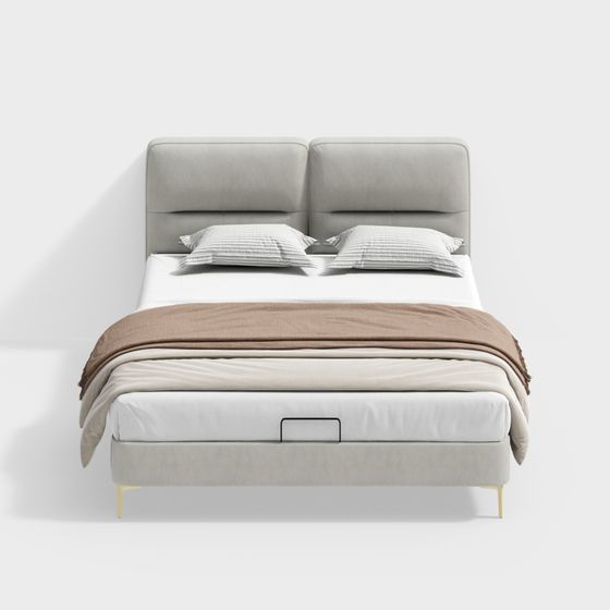 Elegant Modern Bed 3D model for Contemporary Interiors