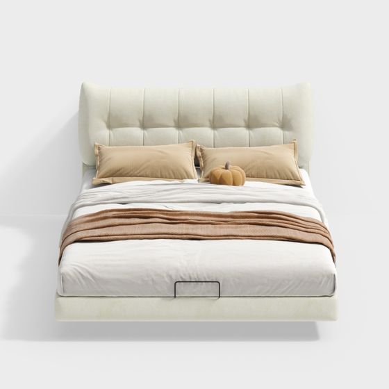 Elegant Low-Poly Bed 3D model