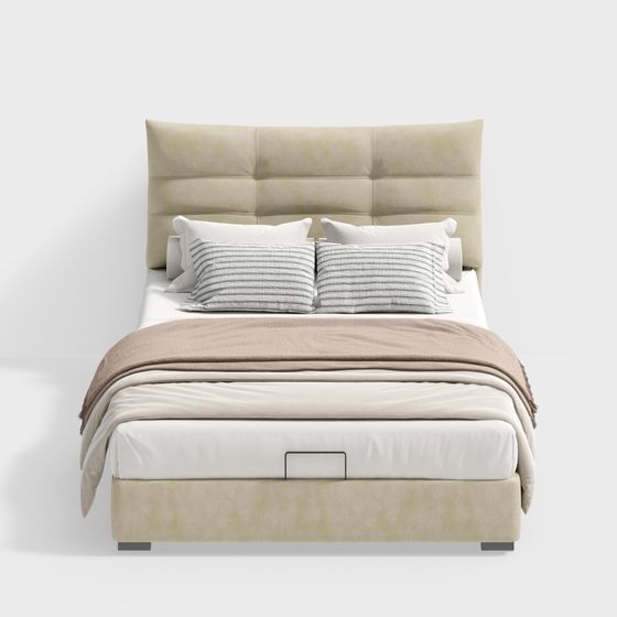 Elegant Modern Bed 3D model for Contemporary Interiors