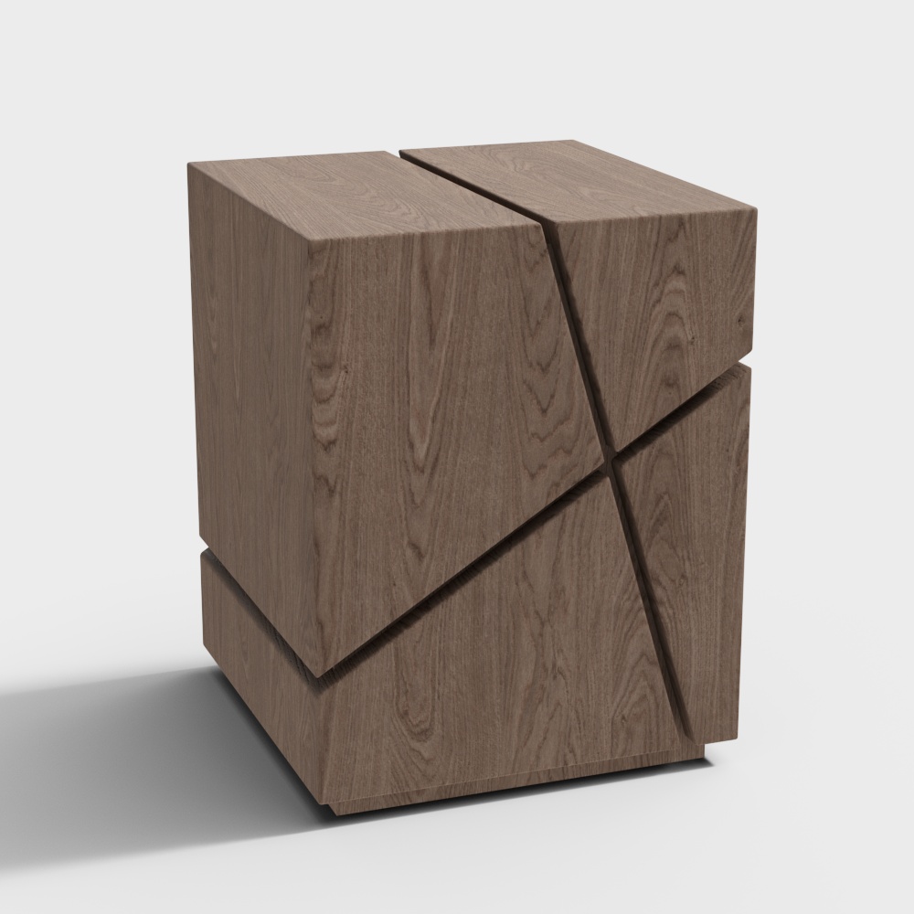 Ghế đẩu gỗ rắn vuông thấp hiện đại