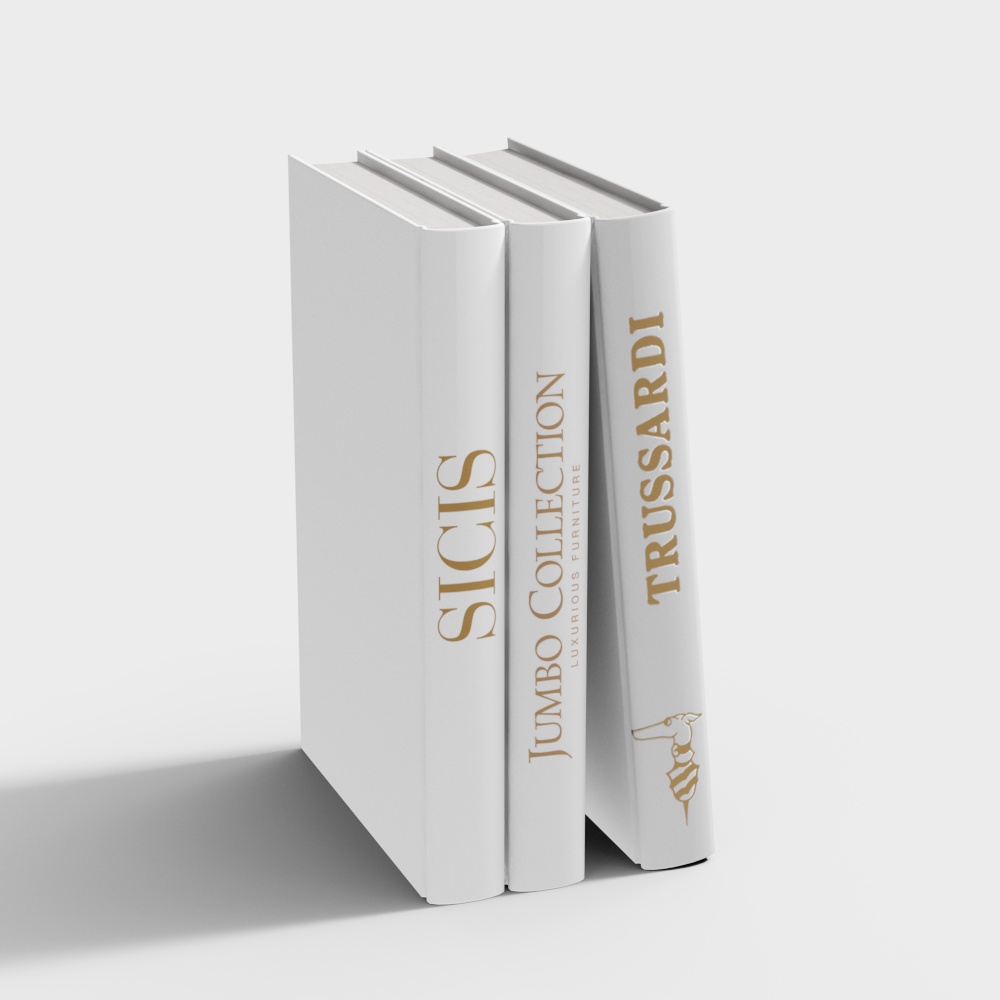 Elegant Minimalist 3D Model – White and Gold Accents