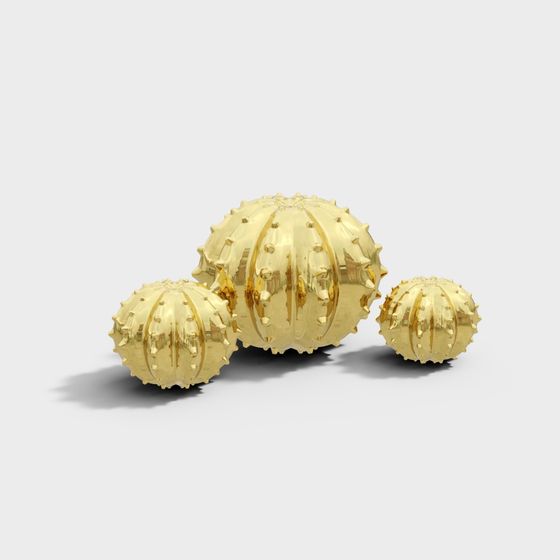 Golden Spiked Sphere 3D model for Creative Projects