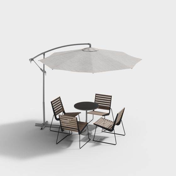 Black Modern Leisure Outdoor Furniture Set 3D Model