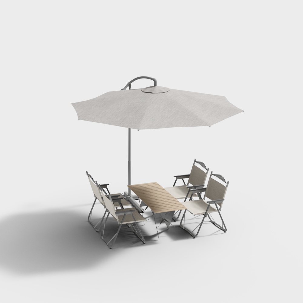 Stylish Outdoor Patio Set 3D Model – Low-Poly Garden Furniture
