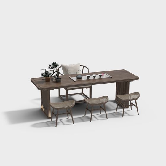 Elegant Low-Poly High-Detail Furniture Set 3D model