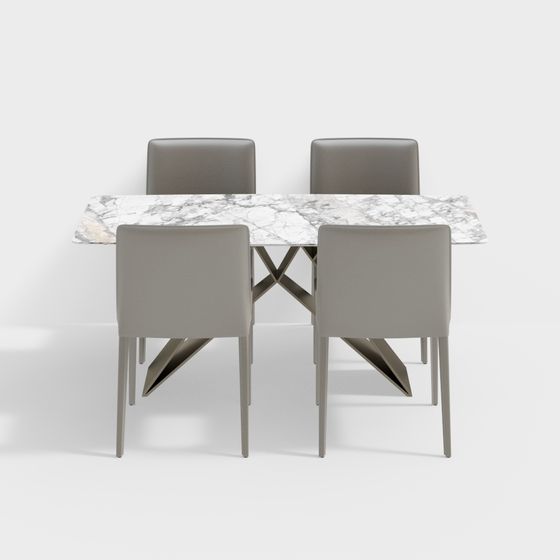 Stylish Urban Dining Table and Chairs Set 3D model