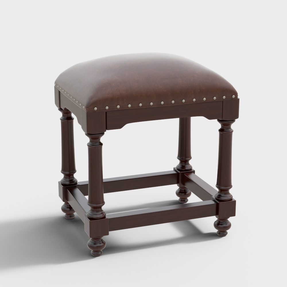 American Solid Wood Square Stool