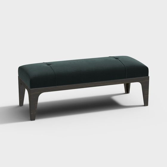 Mid-Century Velvet Bench 3D model