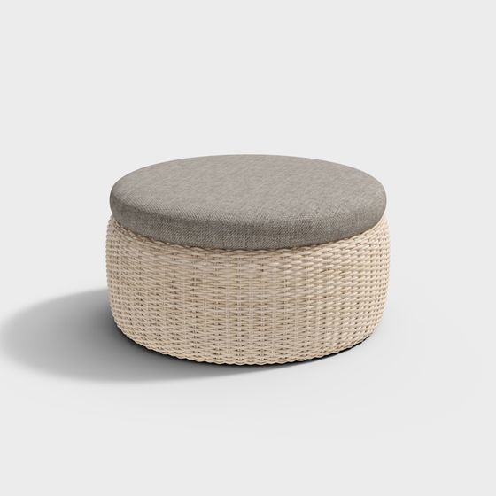 Unique Round Woven Stool 3D model for Contemporary Spaces