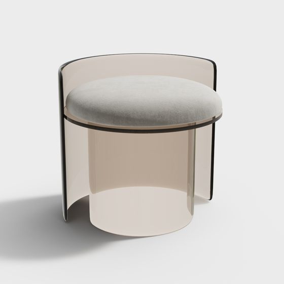 Stylish Transparent Round Stool 3D model