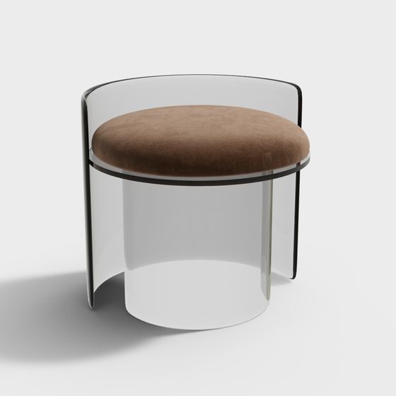 Modern Acrylic Art Stool 3D Model in Earth Color