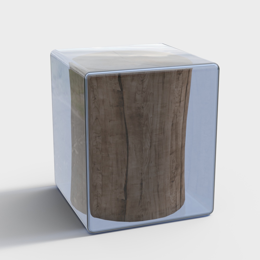 Modern Square Acrylic Solid Wood Shoe Bench