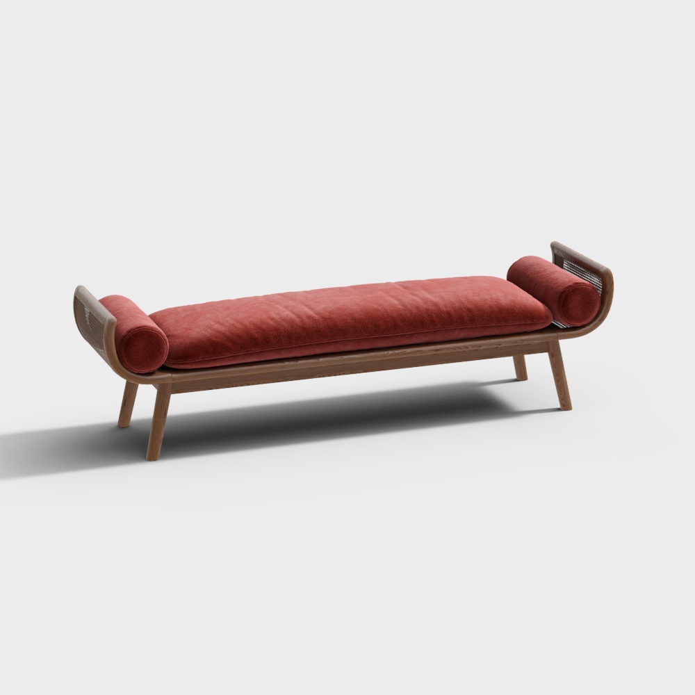 Modern Red Fabric Sofa Bench