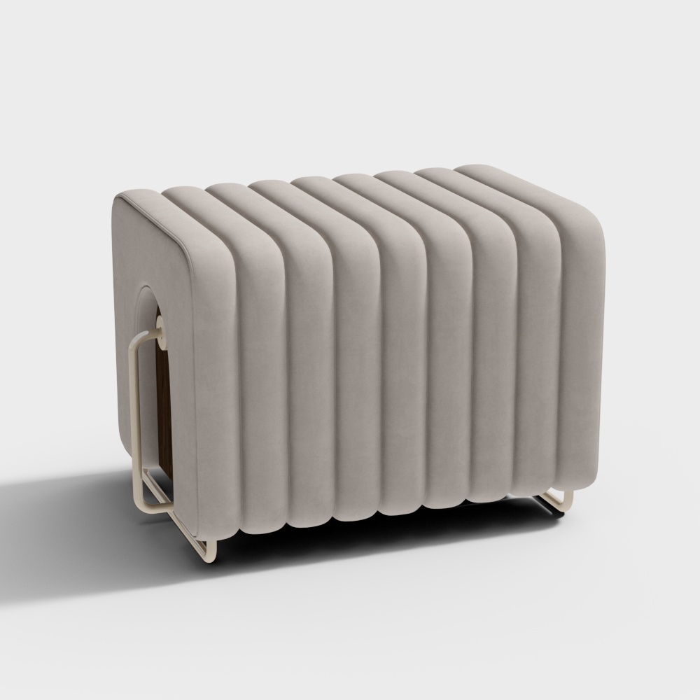 Modern Solid Wood Leather Sofa Stool