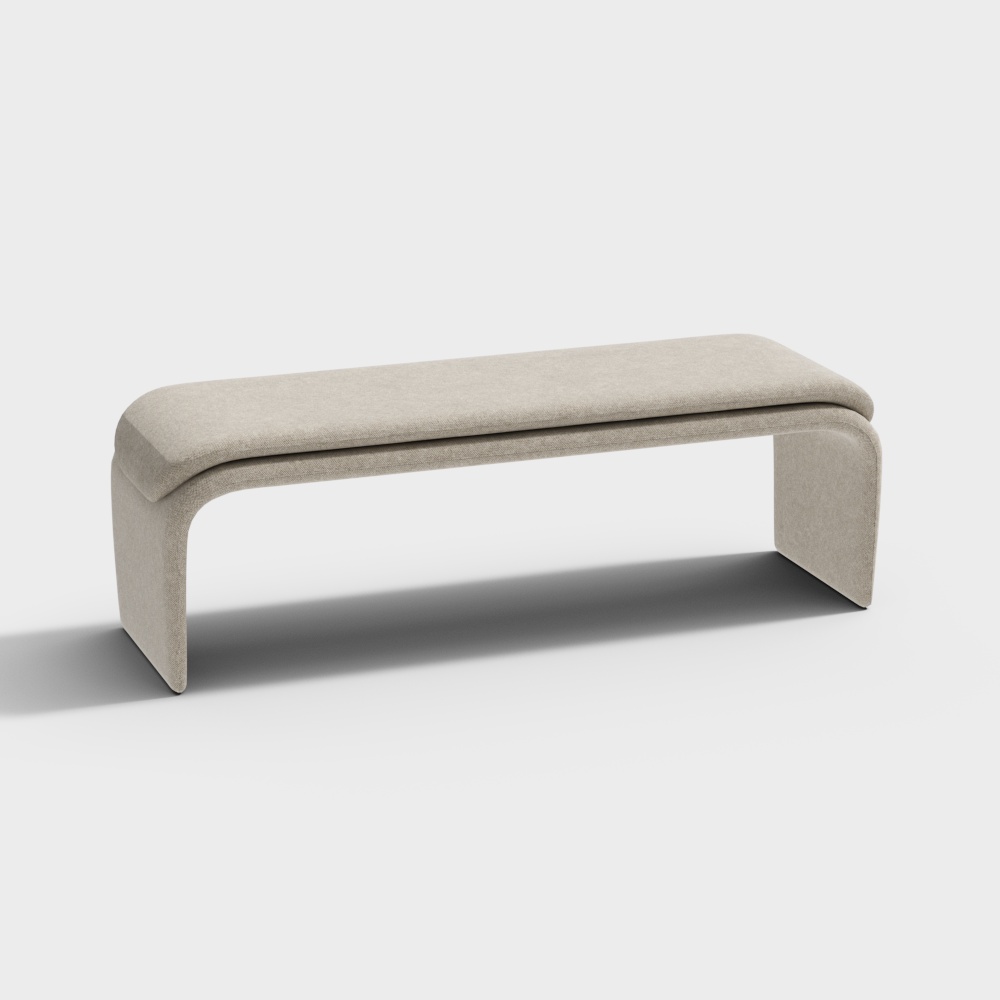 Modern White Fabric Sofa Bench