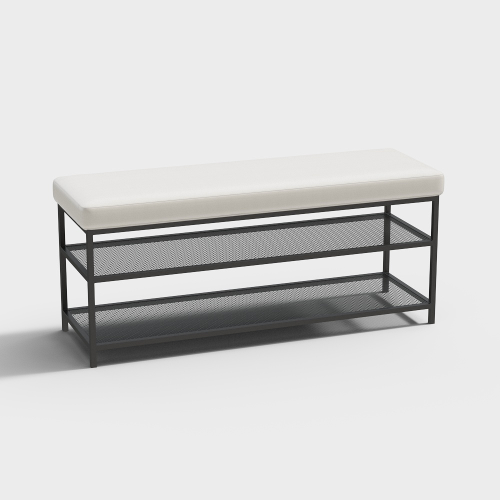 Modern Black Iron Shoe Bench
