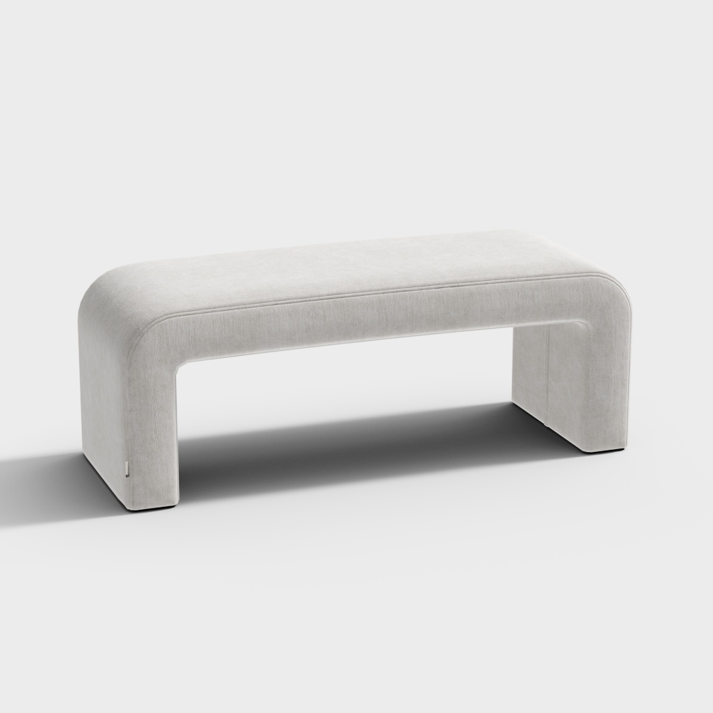 Modern White Fabric Long Bench
