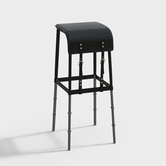 Industrial Bar Stool 3D model for Modern Spaces