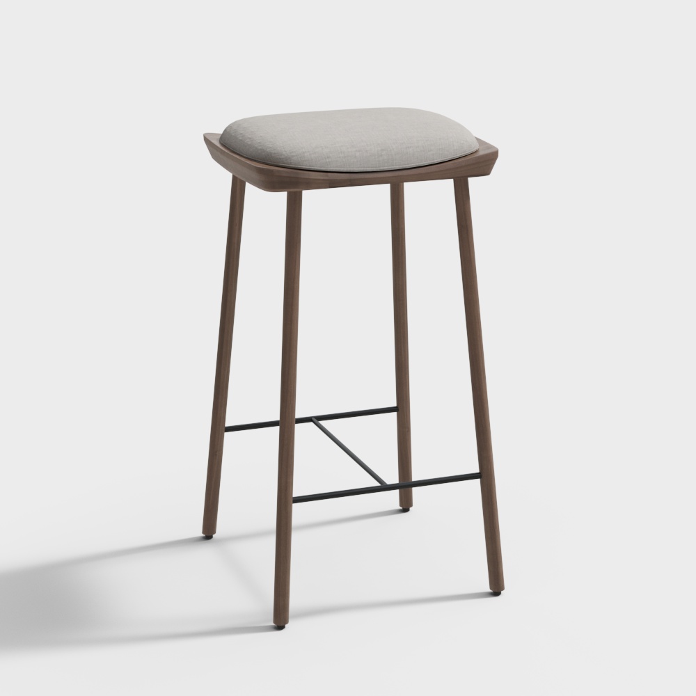 Modern Solid Wood Fabric Bar Chair