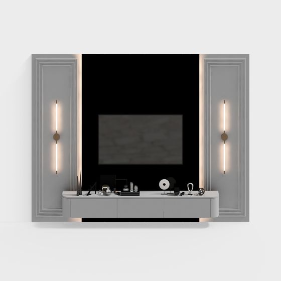 Urban Living Room TV Wall 3D Model