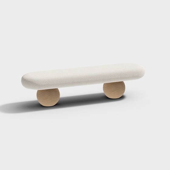 Modern Shoe Bench 3D Model in Beige Finish