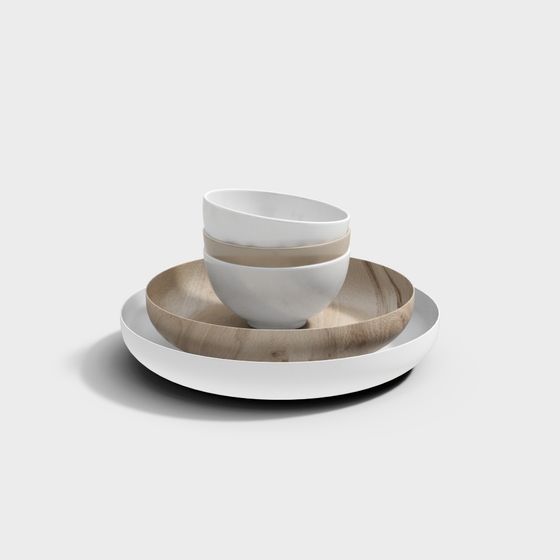 Wooden Tableware Set 3D model for Creative Projects
