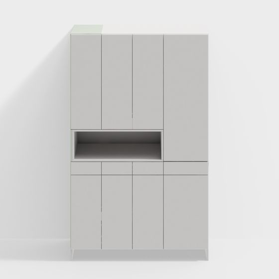 Minimalistischer Creme Eingangsschrank