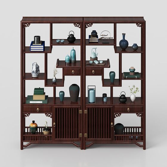 Elegant Chinese Bookshelf 3D model