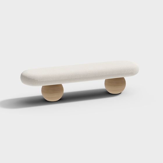 Creamy White Low Stool in Beige – Versatile Seating