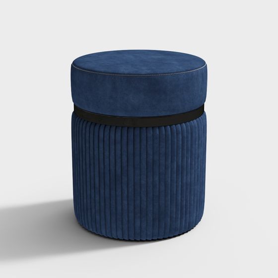 Round Velvet Ottoman 3D model