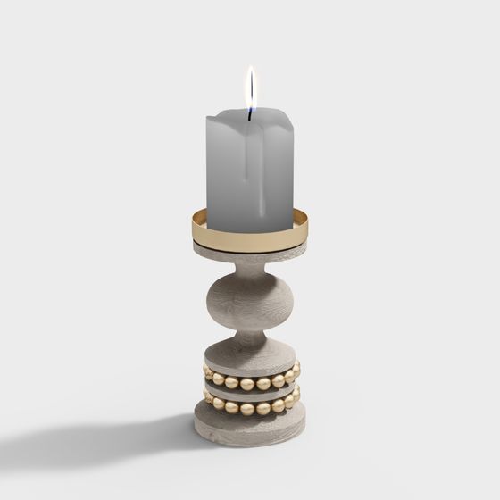 Elegant Low-Poly Candle Holder 3D model