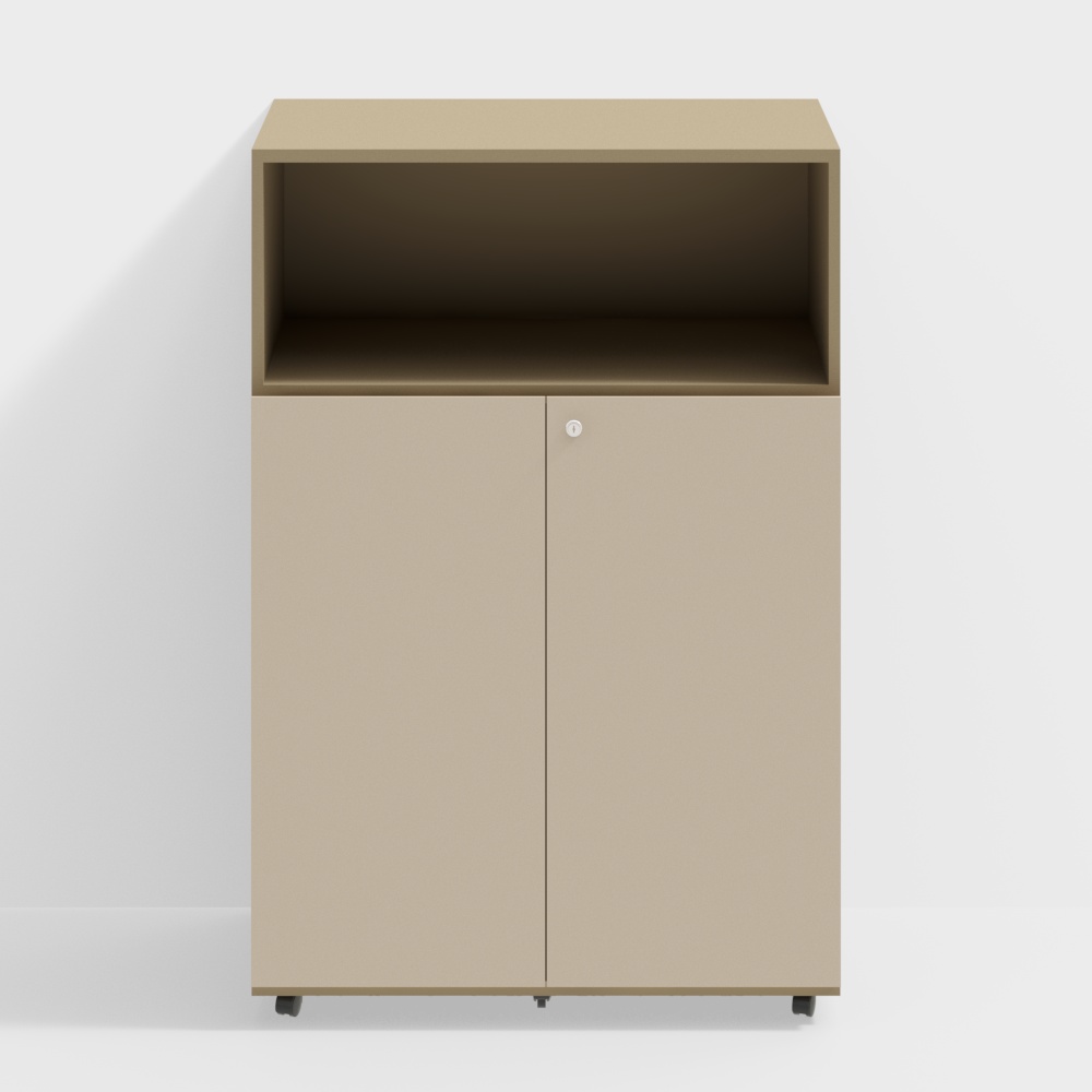 Slanted Edge Low Cabinet with Wheels