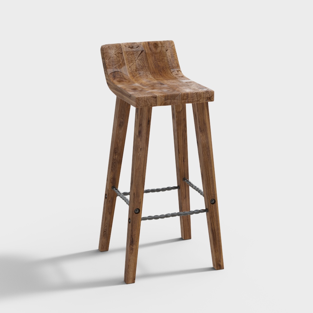 Sgabello Pedestal in Rovere Moderno